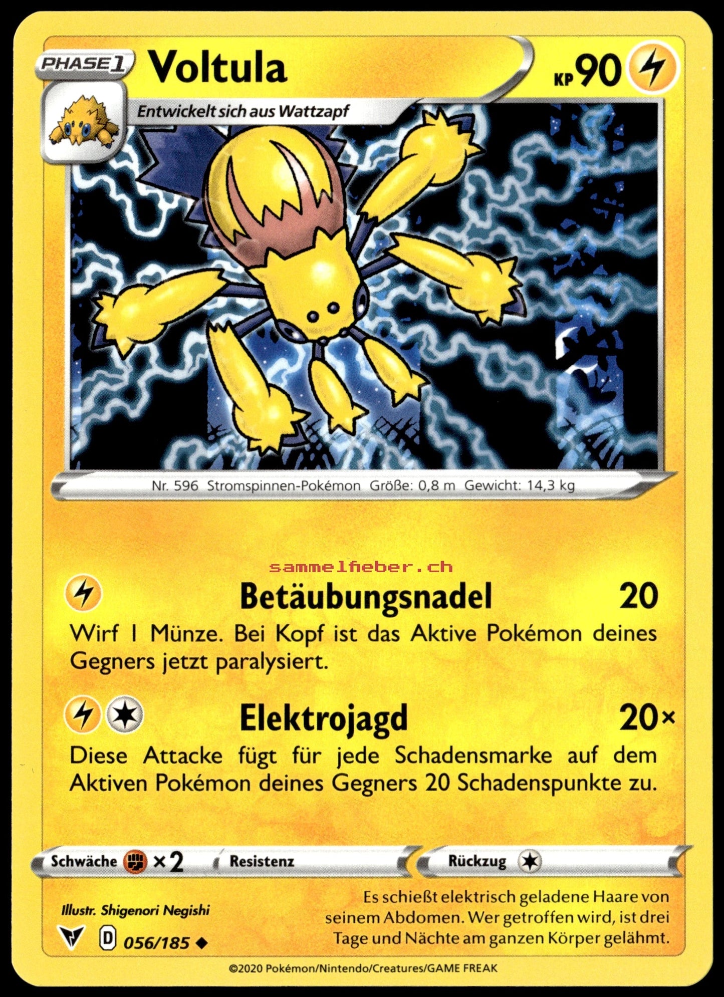 Rückseite Einzelkarte sammelfieber.ch Voltula Deutsch
