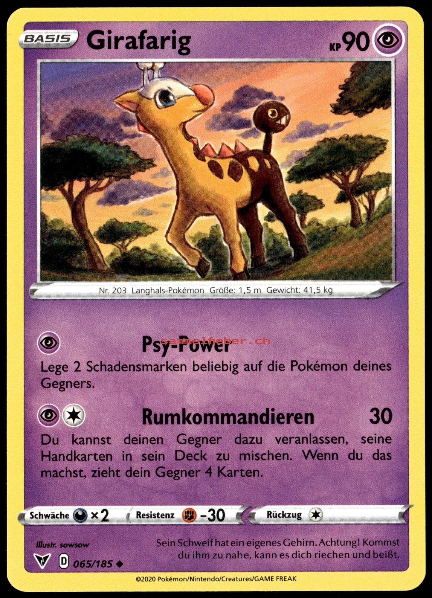 Einzelkarte sammelfieber.ch Girafarig Deutsch